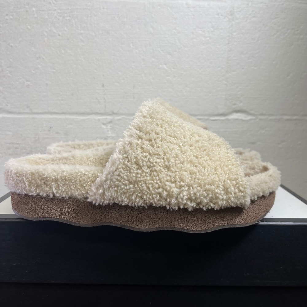 Chloe Woody Natural & Ochre Shearling Slide - Picture 2 of 11